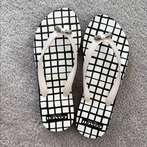 Coach Black and White Checkered Sandals